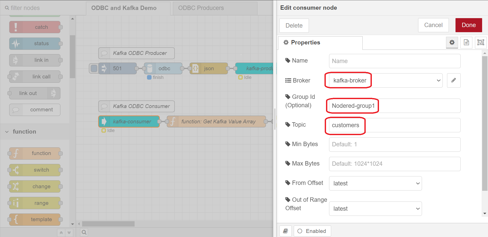 Node-RED Consumer Flow